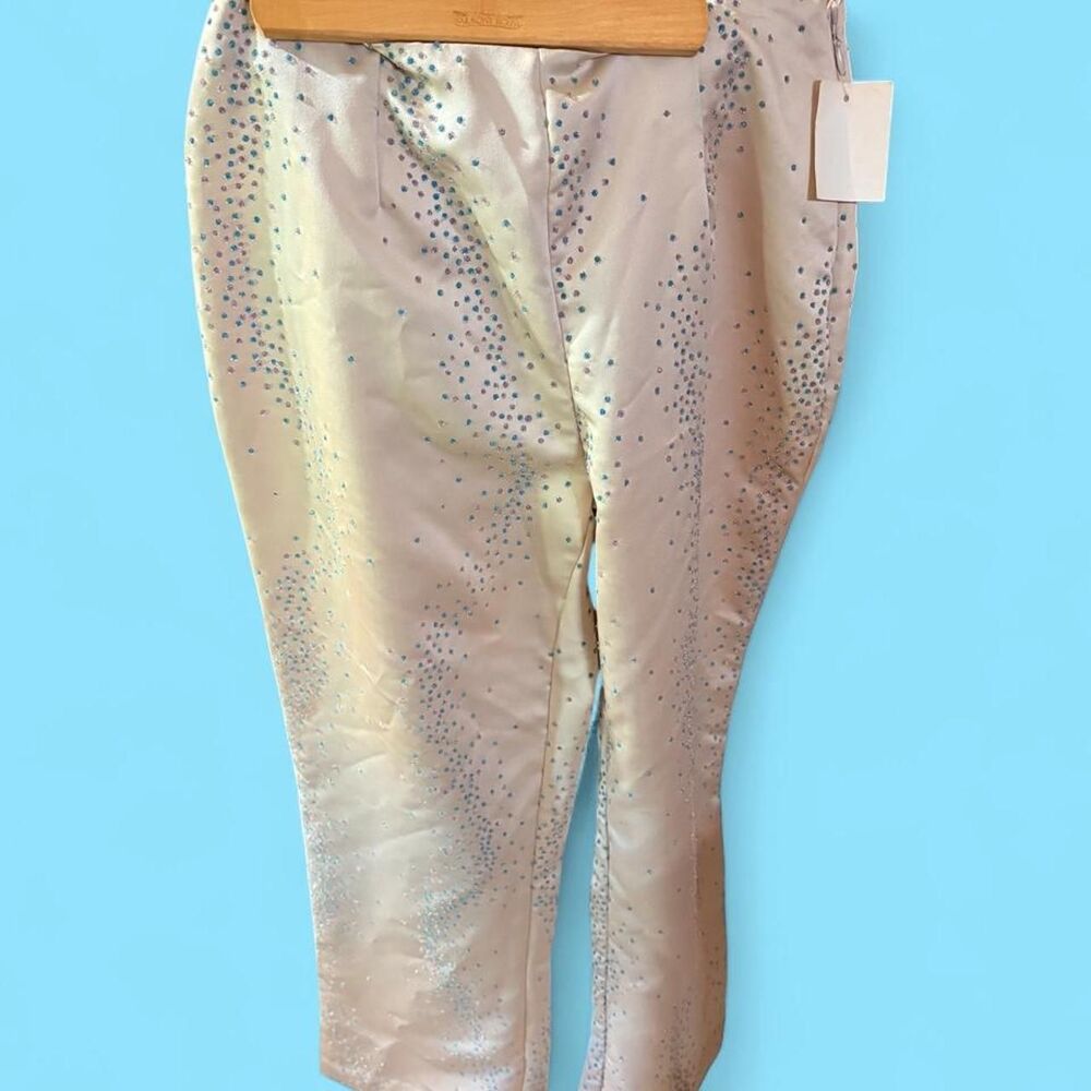 Vintage 90s deadstock F.L Malik Size 4 Highwaisted Rhinestone Cream Pants